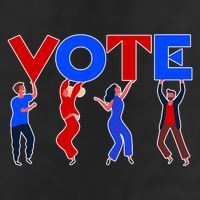 People Holding VOTE Letters  Red White Blue Version 11oz C Handle Ceramic Mug