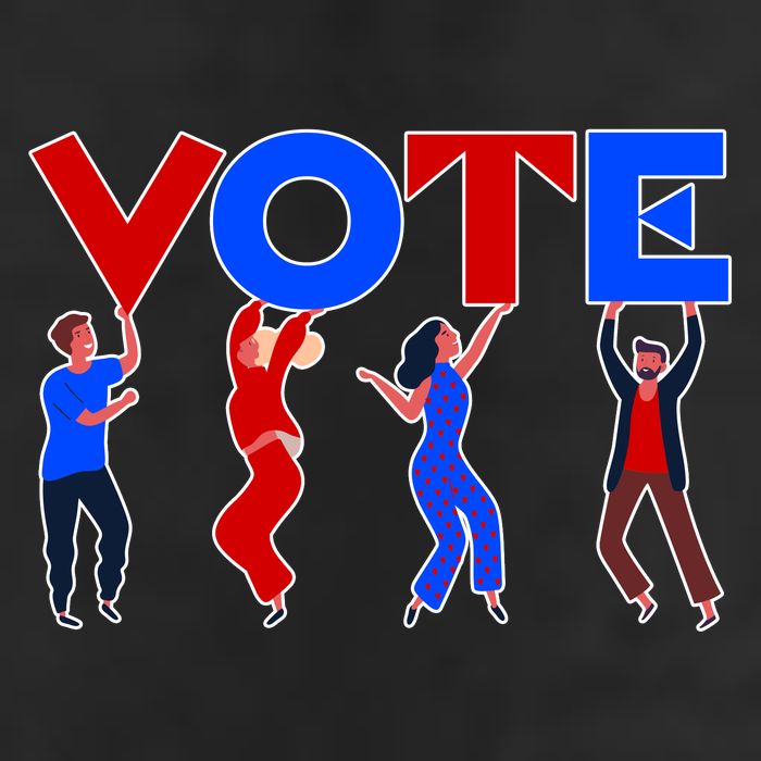 People Holding VOTE Letters  Red White Blue Version 11oz C Handle Ceramic Mug