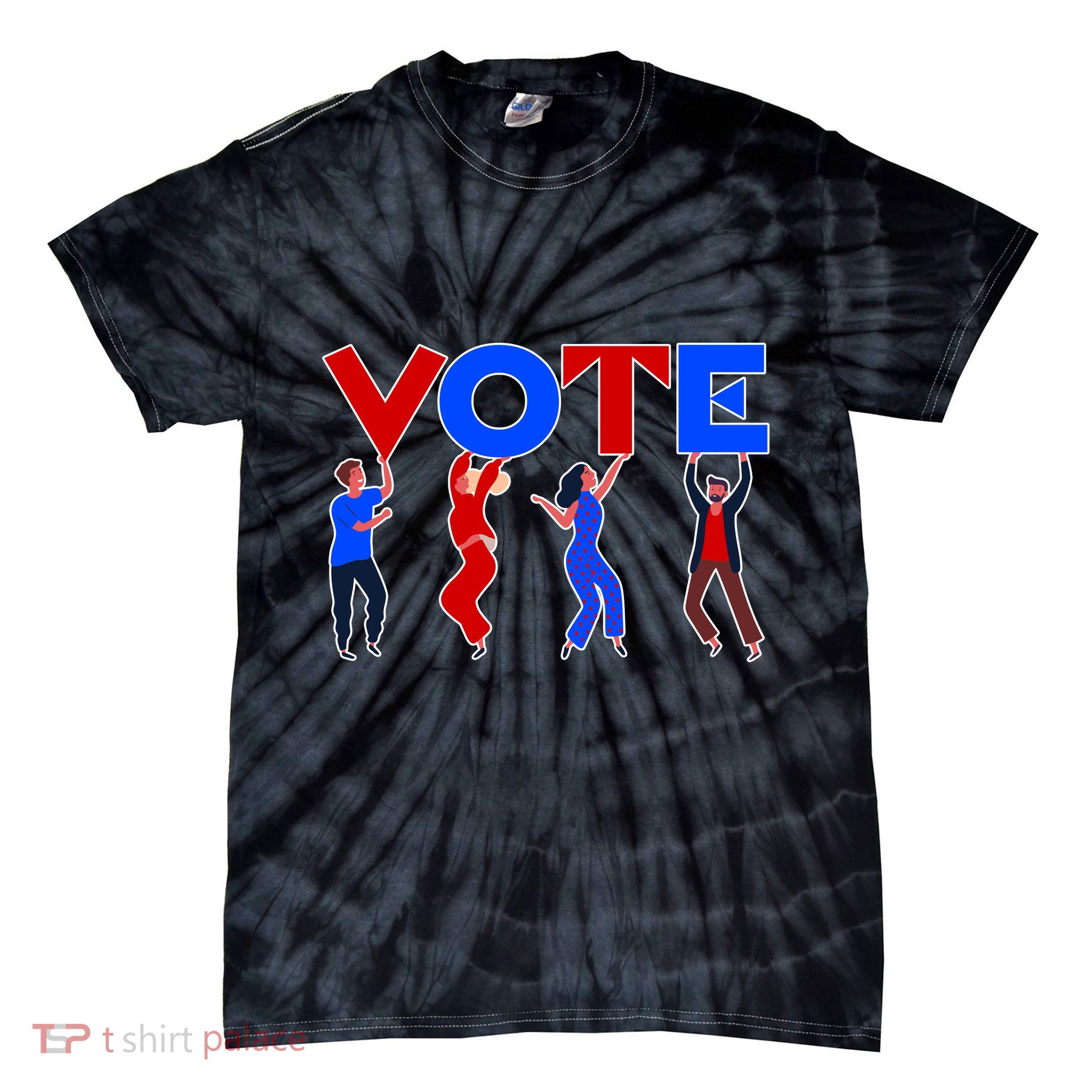 People Holding VOTE Letters  Red White Blue Version Tie-Dye T-Shirt