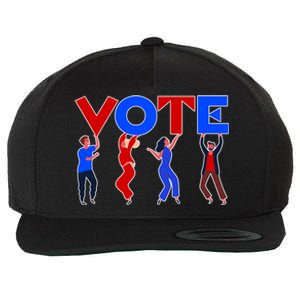 People Holding VOTE Letters  Red White Blue Version Wool Snapback Cap