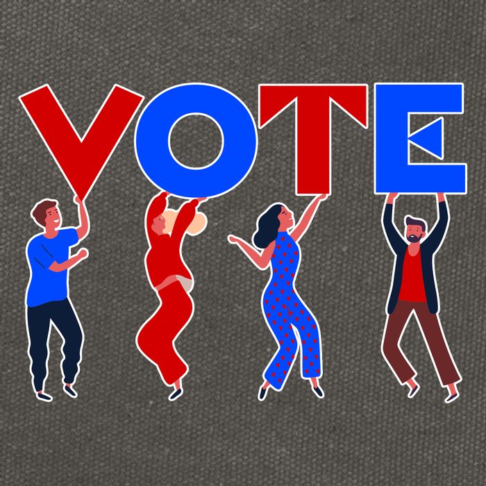 People Holding VOTE Letters  Red White Blue Version Cotton Canvas Backpack