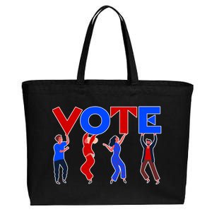 People Holding VOTE Letters  Red White Blue Version Cotton Canvas Jumbo Tote