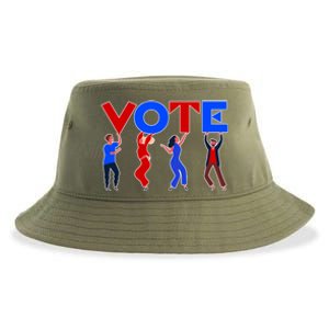 People Holding VOTE Letters  Red White Blue Version Sustainable Bucket Hat