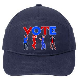 People Holding VOTE Letters  Red White Blue Version 7-Panel Snapback Hat