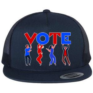 People Holding VOTE Letters  Red White Blue Version Flat Bill Trucker Hat