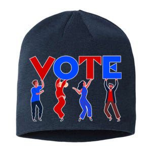 People Holding VOTE Letters  Red White Blue Version Sustainable Beanie