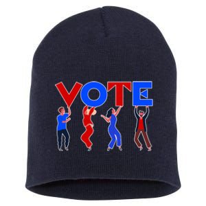 People Holding VOTE Letters  Red White Blue Version Short Acrylic Beanie