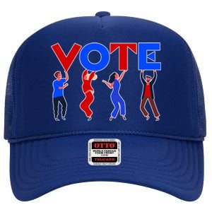 People Holding VOTE Letters  Red White Blue Version High Crown Mesh Back Trucker Hat