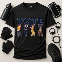 People Holding VOTE Letters Blue And Gold version Cooling Performance Crew T-Shirt