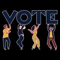 People Holding VOTE Letters Blue And Gold version Cooling Performance Crew T-Shirt
