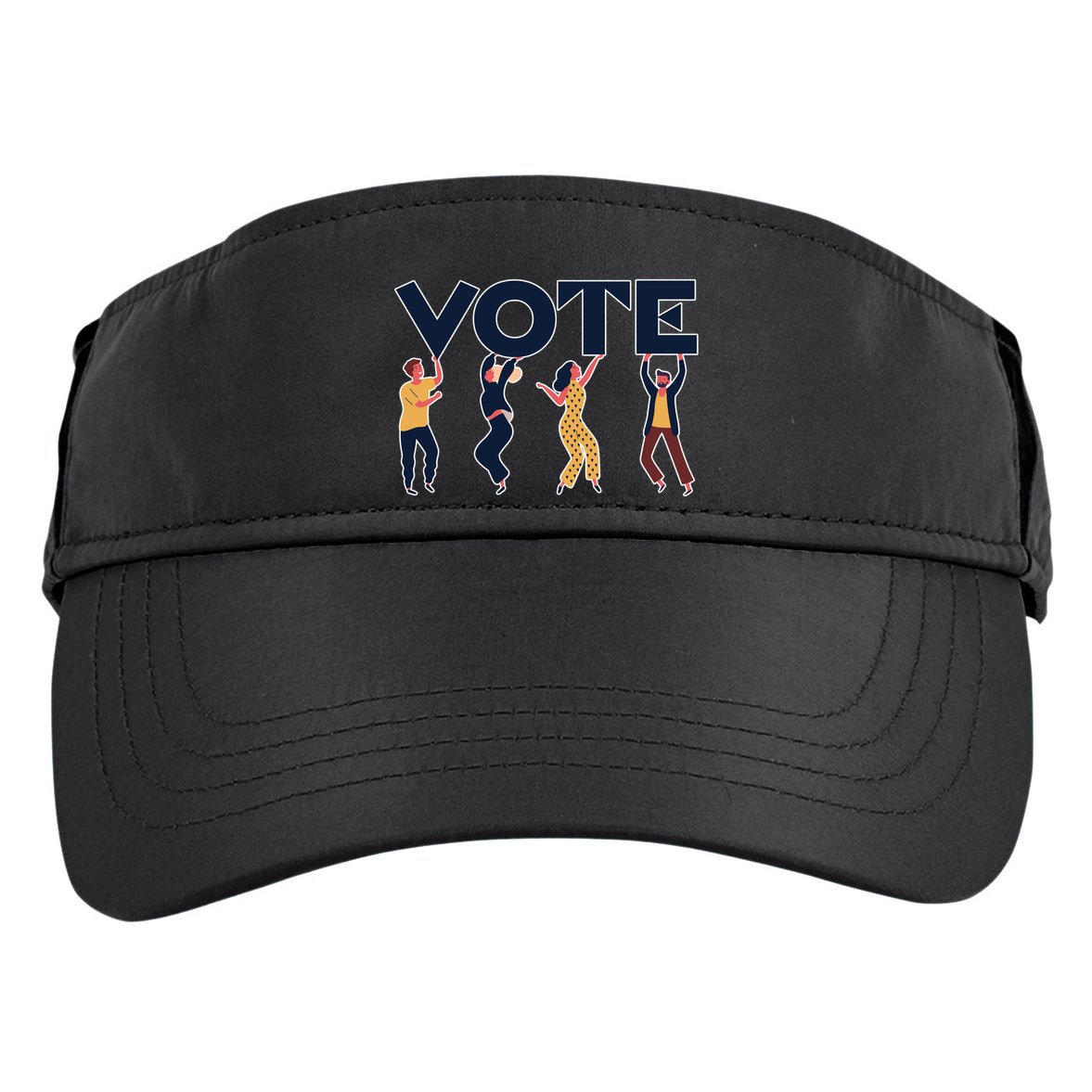 People Holding VOTE Letters Blue And Gold version Adult Drive Performance Visor