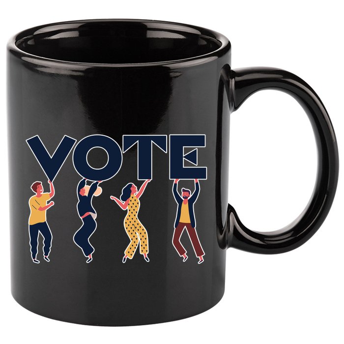 People Holding VOTE Letters Blue And Gold version 11oz C Handle Ceramic Mug