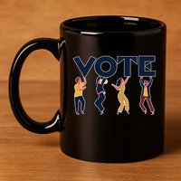 People Holding VOTE Letters Blue And Gold version 11oz C Handle Ceramic Mug