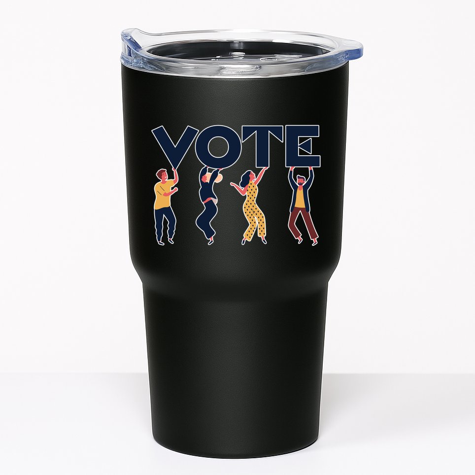 People Holding VOTE Letters Blue And Gold version Tumbler