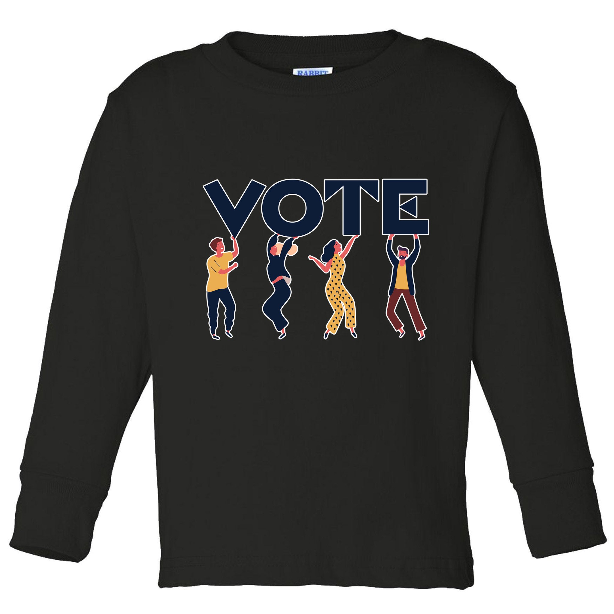 People Holding VOTE Letters Blue And Gold version Toddler Long Sleeve Shirt