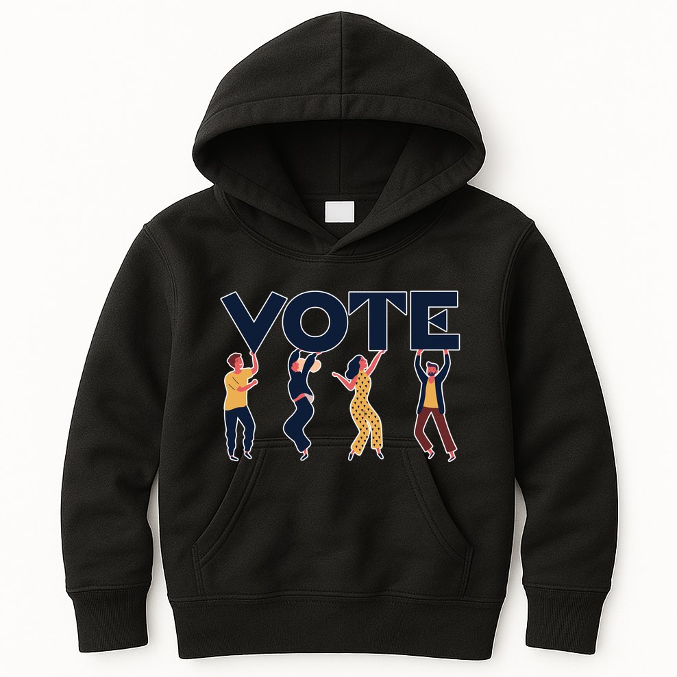 People Holding VOTE Letters Blue And Gold version Kids Hoodie
