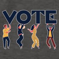People Holding VOTE Letters Blue And Gold version Vector Backpack