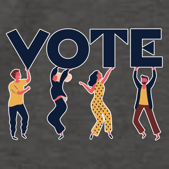 People Holding VOTE Letters Blue And Gold version Vector Backpack