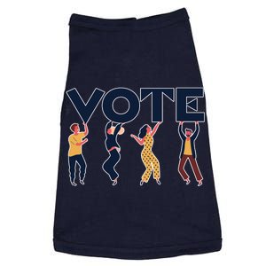 People Holding VOTE Letters Blue And Gold version Doggie Tank