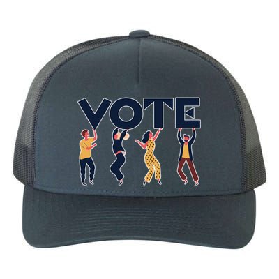 People Holding VOTE Letters Blue And Gold version Yupoong Adult 5-Panel Trucker Hat