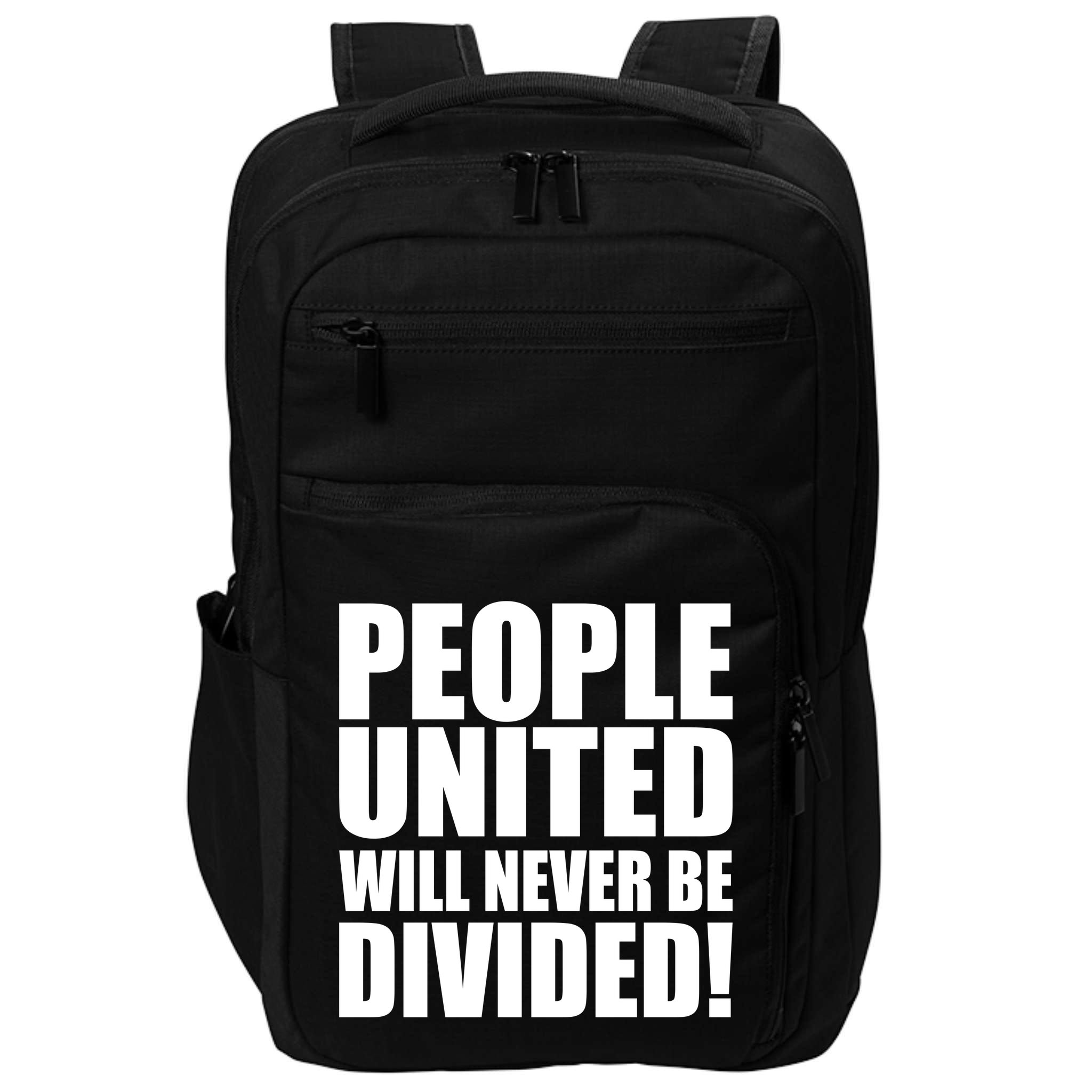 People United Will Never Be Divided! Anti Donald Trump Impact Tech Backpack