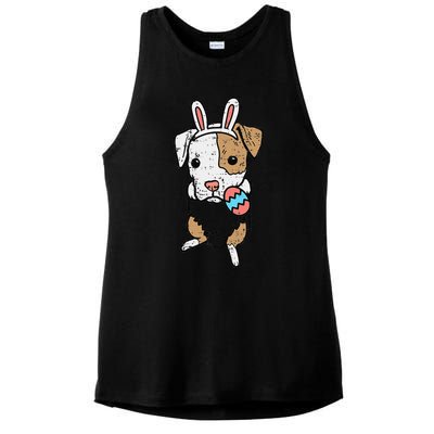 Pocket Easter Pitbull Bunny Pittie Dog Lover Women Ladies PosiCharge Tri-Blend Wicking Tank