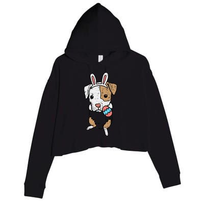 Pocket Easter Pitbull Bunny Pittie Dog Lover Women Crop Fleece Hoodie