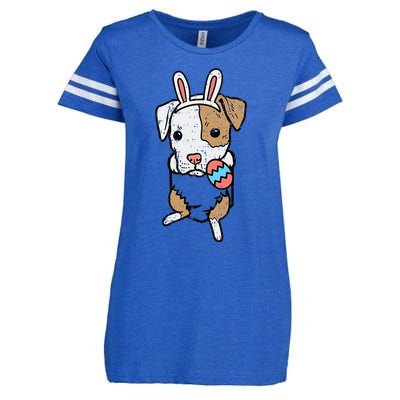 Pocket Easter Pitbull Bunny Pittie Dog Lover Women Enza Ladies Jersey Football T-Shirt