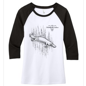 Platypus Engraved Women's Tri-Blend 3/4-Sleeve Raglan Shirt