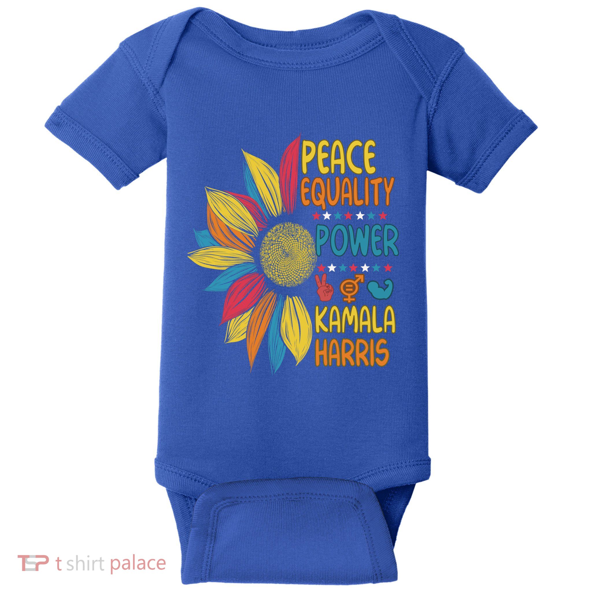 Peace Equality Power Kamala Harris Sunflower Colorful Funny Gift Baby Bodysuit