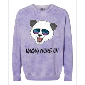 Panda Equalizer Party Rave Techno Vacation Vacay Mode On Gift Colorblast Crewneck Sweatshirt