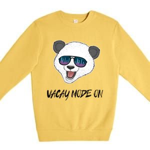 Panda Equalizer Party Rave Techno Vacation Vacay Mode On Gift Premium Crewneck Sweatshirt