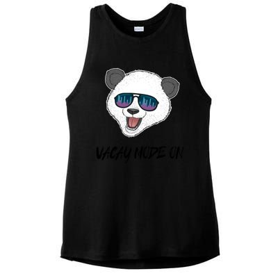 Panda Equalizer Party Rave Techno Vacation Vacay Mode On Gift Ladies PosiCharge Tri-Blend Wicking Tank