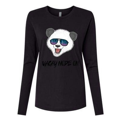 Panda Equalizer Party Rave Techno Vacation Vacay Mode On Gift Womens Cotton Relaxed Long Sleeve T-Shirt