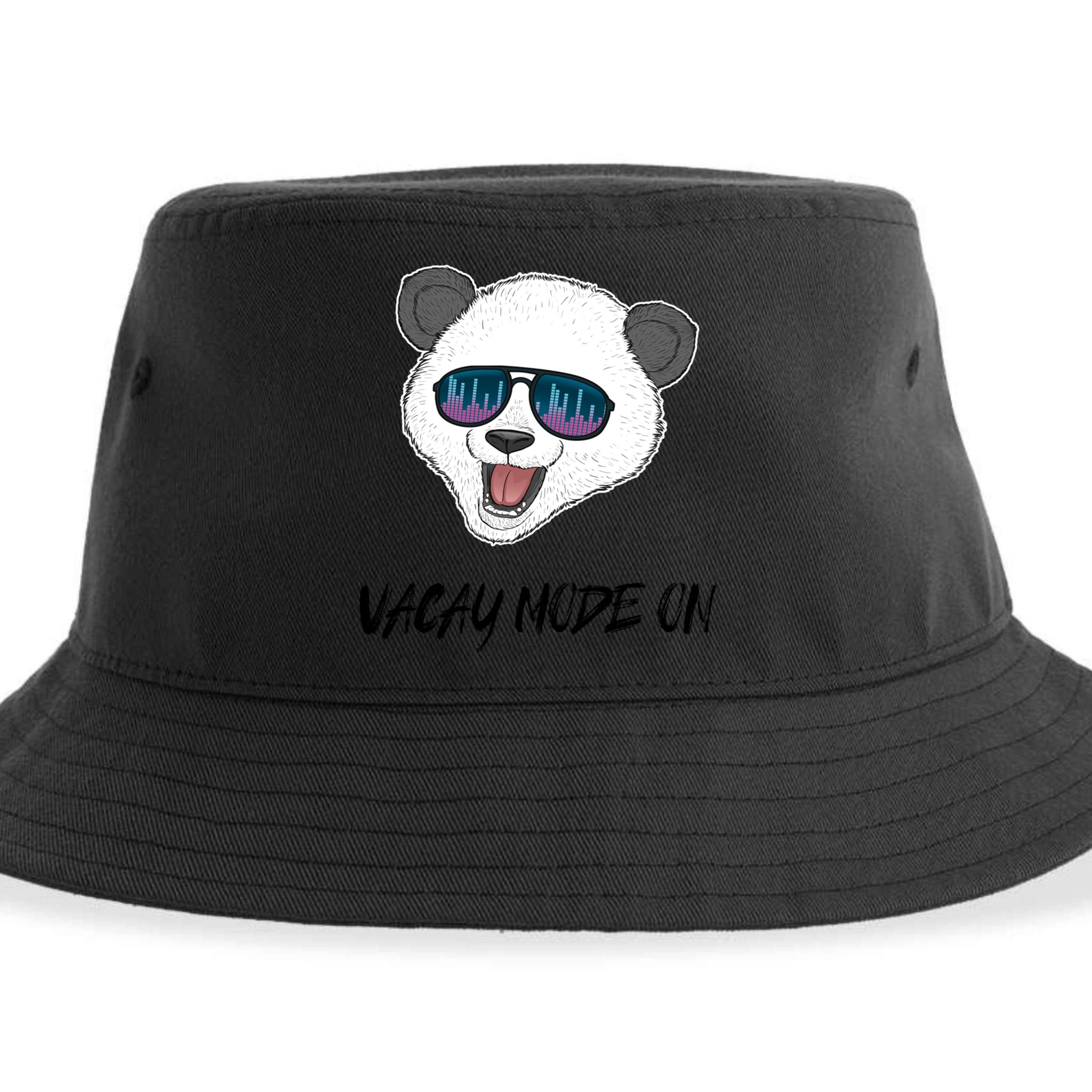 Panda Equalizer Party Rave Techno Vacation Vacay Mode On Gift Sustainable Bucket Hat