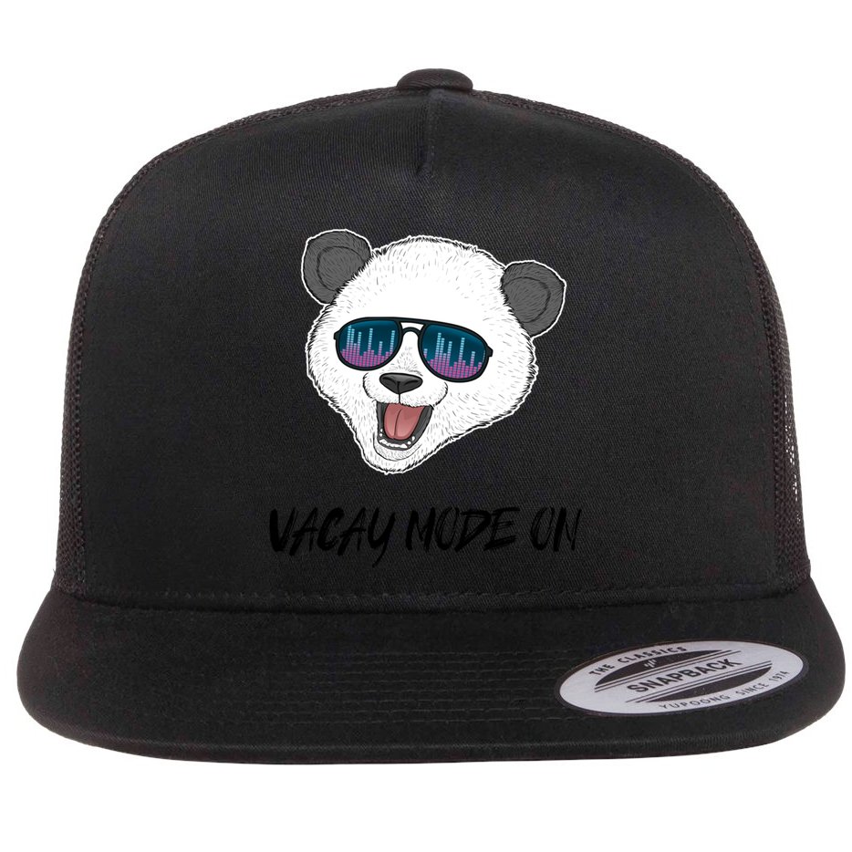 Panda Equalizer Party Rave Techno Vacation Vacay Mode On Gift Flat Bill Trucker Hat