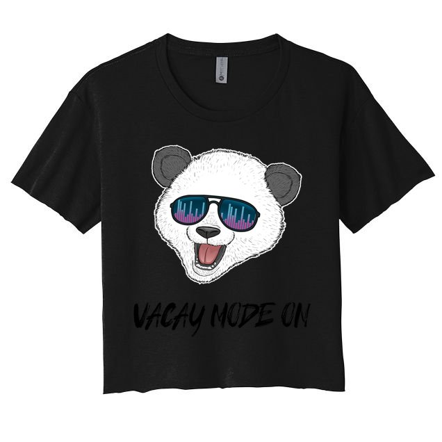 Panda Equalizer Party Rave Techno Vacation Vacay Mode On Gift Women's Crop Top Tee