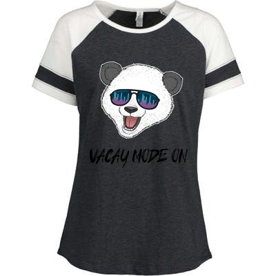 Panda Equalizer Party Rave Techno Vacation Vacay Mode On Gift Enza Ladies Jersey Colorblock Tee