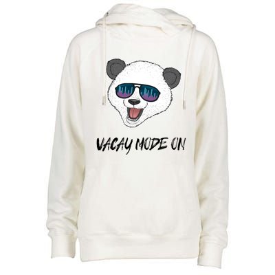 Panda Equalizer Party Rave Techno Vacation Vacay Mode On Gift Womens Funnel Neck Pullover Hood