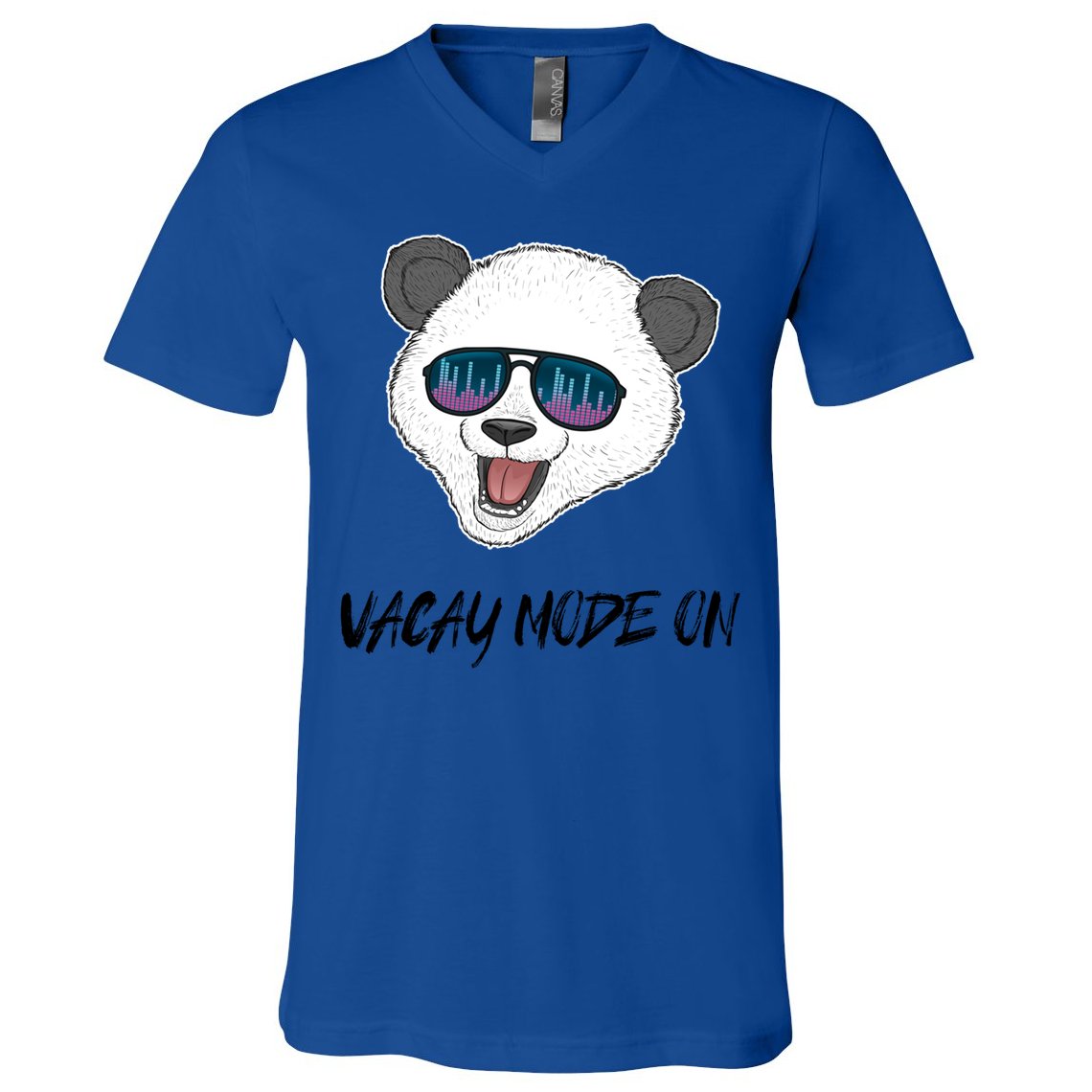 Panda Equalizer Party Rave Techno Vacation Vacay Mode On Gift V-Neck T-Shirt