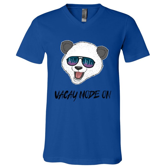 Panda Equalizer Party Rave Techno Vacation Vacay Mode On Gift V-Neck T-Shirt