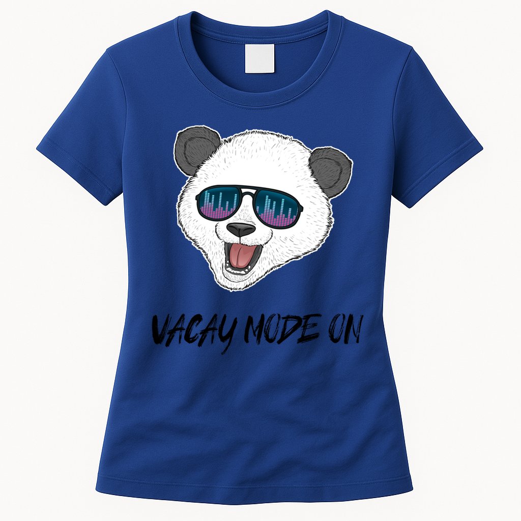 Panda Equalizer Party Rave Techno Vacation Vacay Mode On Gift Womens T-Shirt
