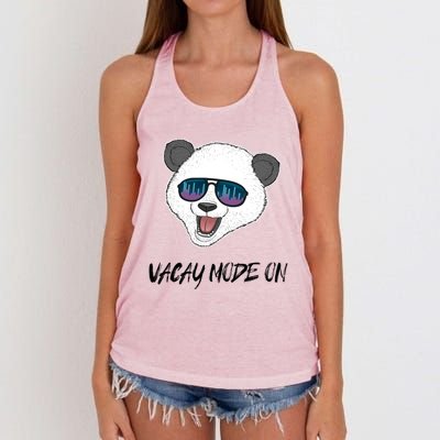 Panda Equalizer Party Rave Techno Vacation Vacay Mode On Gift Women's Knotted Racerback Tank