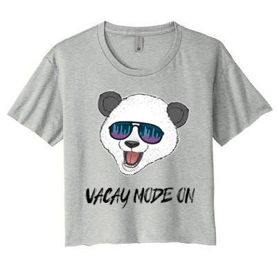 Panda Equalizer Party Rave Techno Vacation Vacay Mode On Gift Women's Crop Top Tee