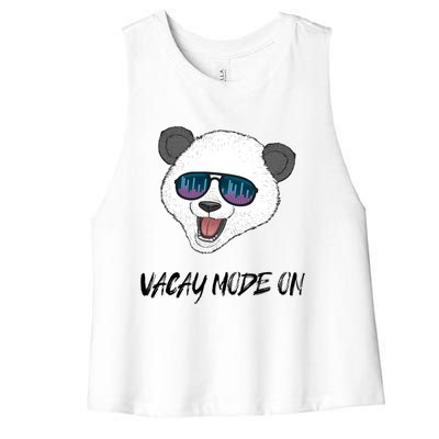 Panda Equalizer Party Rave Techno Vacation Vacay Mode On Gift Women's Racerback Cropped Tank