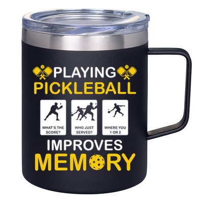 Pickleball Expert Playing Pickleball Improves Memory Gift 12oz Stainless Steel Coffee Mug