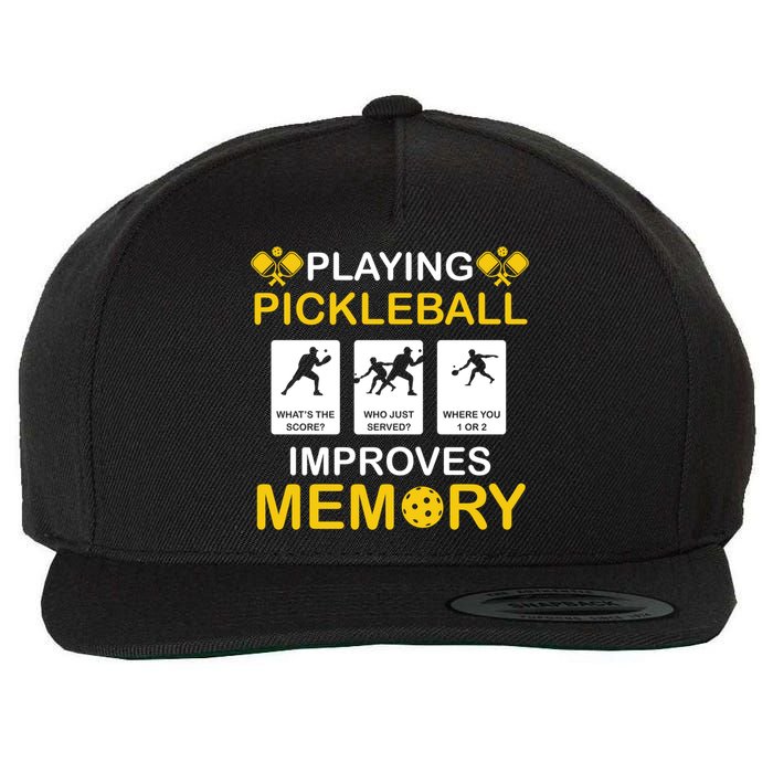 Pickleball Expert Playing Pickleball Improves Memory Gift Wool Snapback Cap