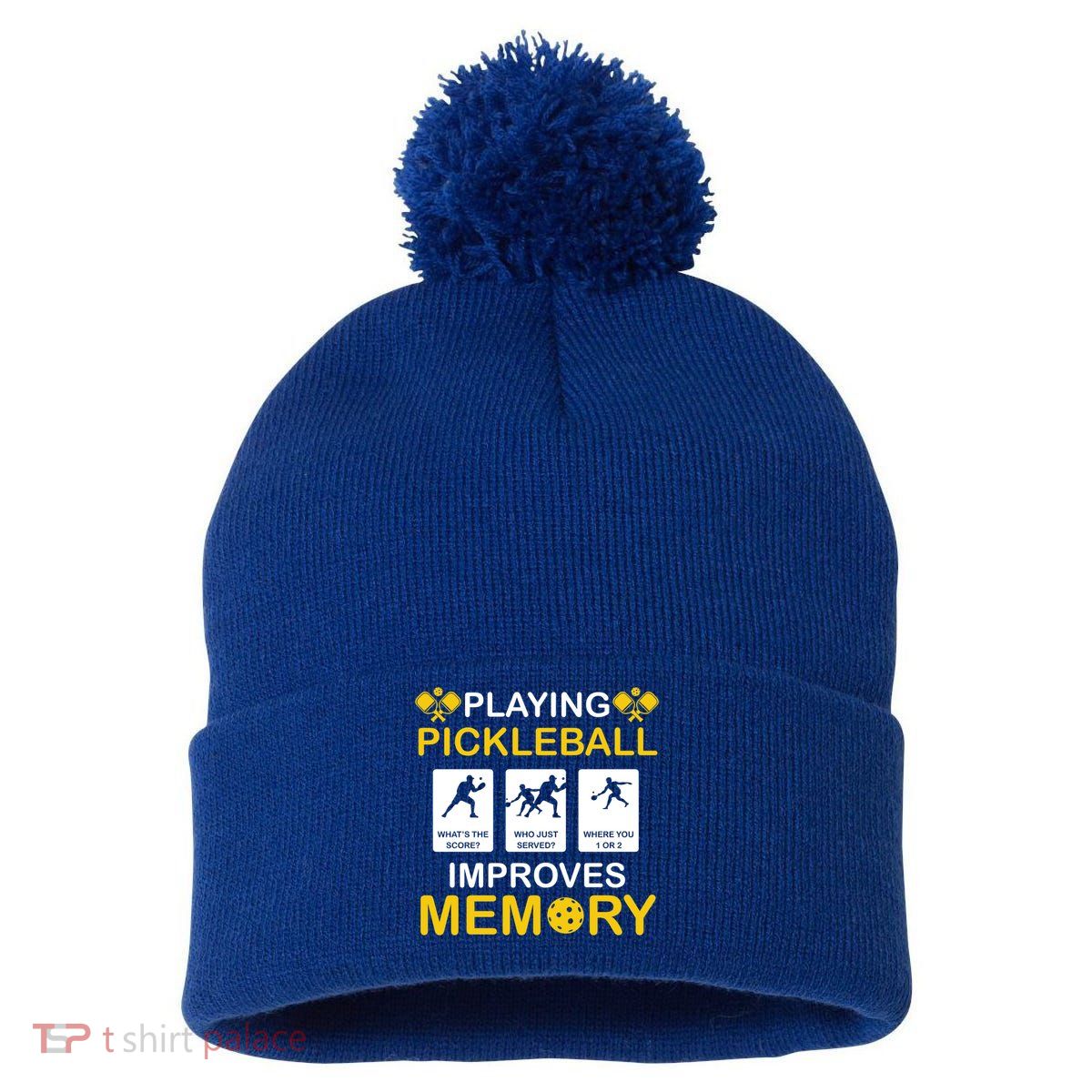 Pickleball Expert Playing Pickleball Improves Memory Gift Pom Pom 12in Knit Beanie