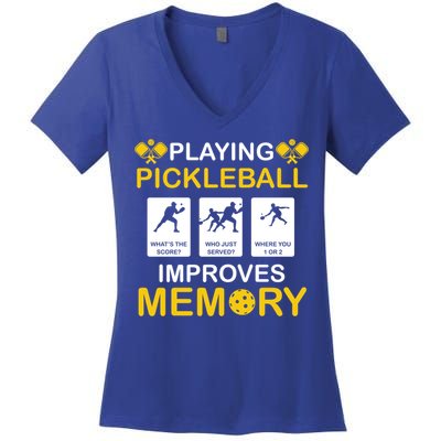 Pickleball Expert Playing Pickleball Improves Memory Gift Women's V-Neck T-Shirt