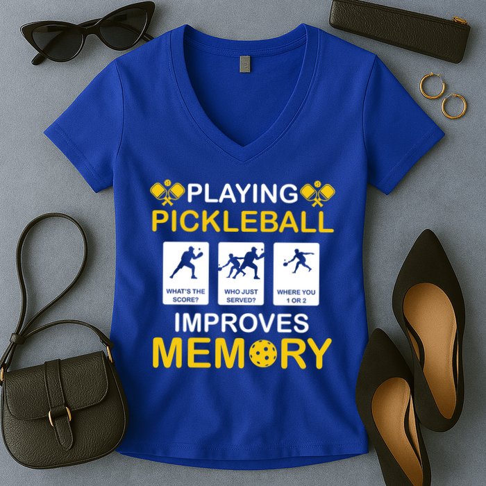 Pickleball Expert Playing Pickleball Improves Memory Gift Women's V-Neck T-Shirt